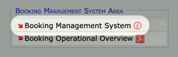 A screenshot of the online portal showing the Booking Management System link highlighted